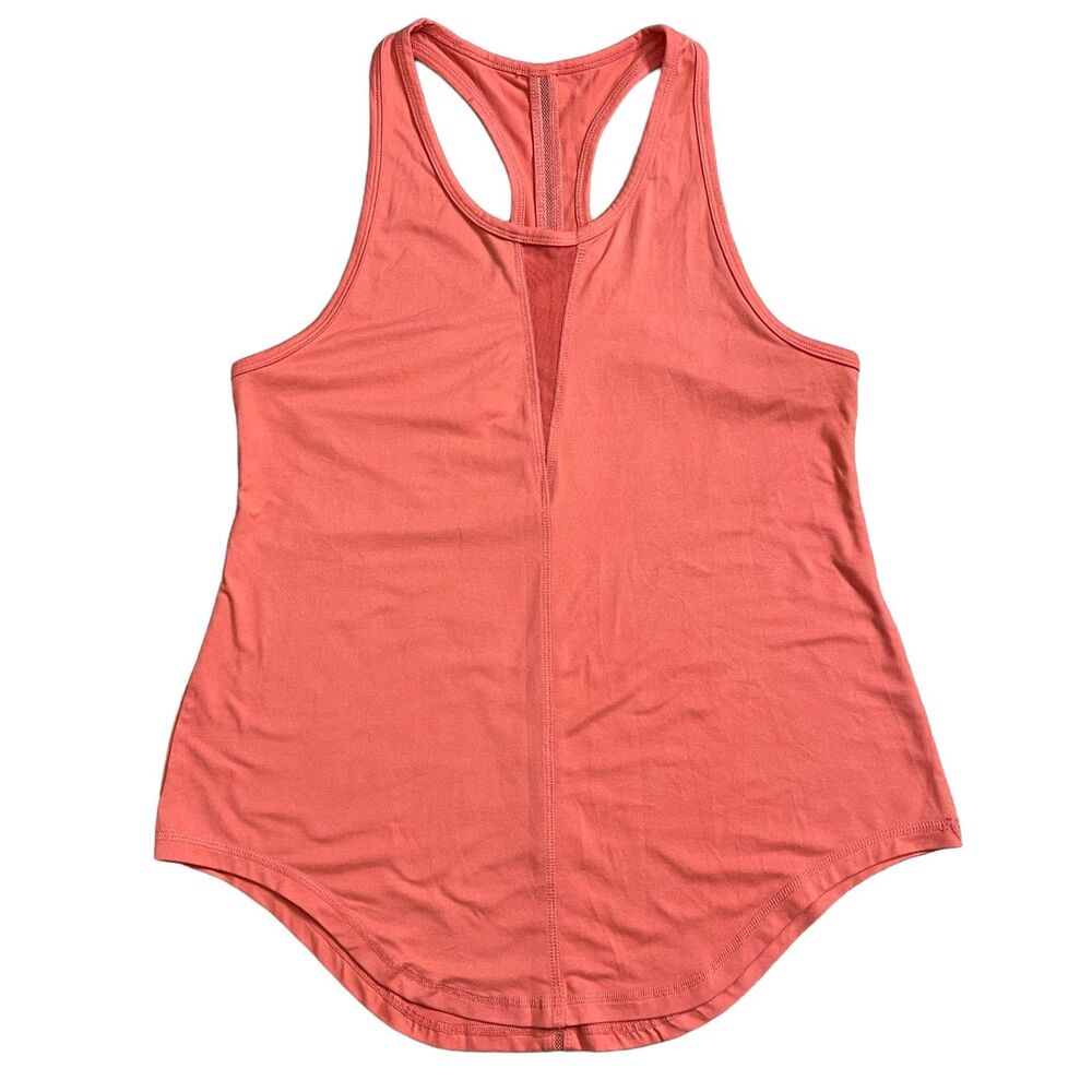 ZYIA Active Tank Top Women's Size L Orange Curved Hem Racerback Workout